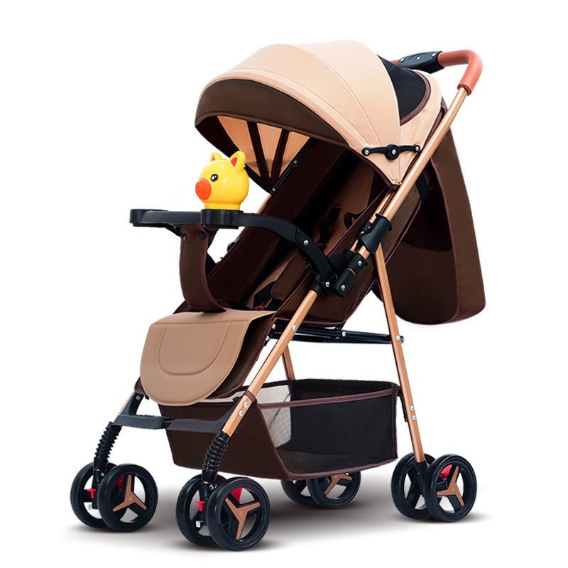 Xe đẩy em bé có thể ngồi và nằm hai chiều cực tốt. ô dù gấp gọn nhẹ cho sơ sinh 4 bánh đơn giản