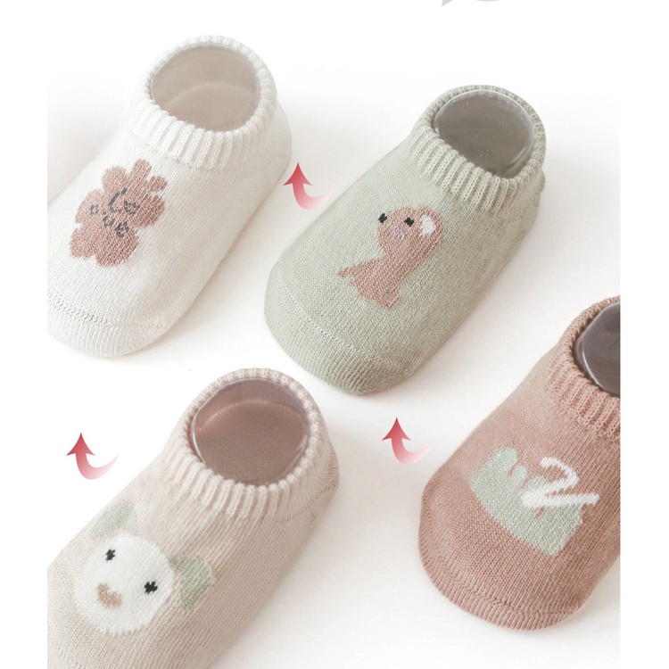 SET 5 Đôi Tất Trẻ Em / Tất chống trơn trượt cổ thấp cho bé chất liệu len sợi bông Cao cấp cho bé từ 0- 5 tuổi