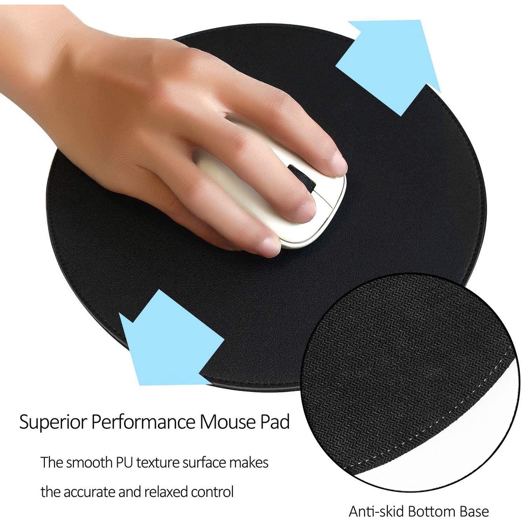 Tấm Lót Chuột Máy Tính Bằng Da PU Hình Tròn Chống Trượt Chống Thấm Nước