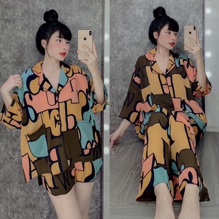 Bộ Pyjama cộc dài và đùi cánh dơi lập thể mango cao cấp hàng đẹp