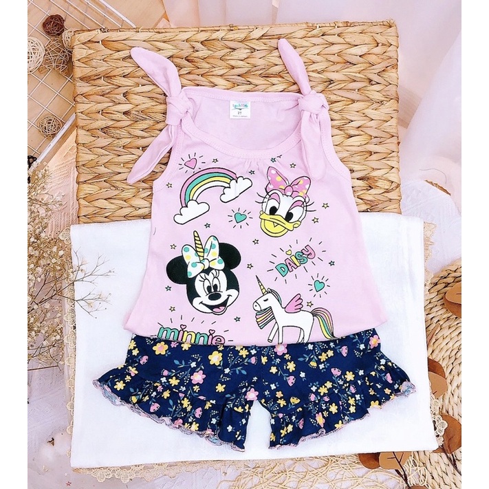 Bộ sát nách bé gái nơ vai hình Mickey