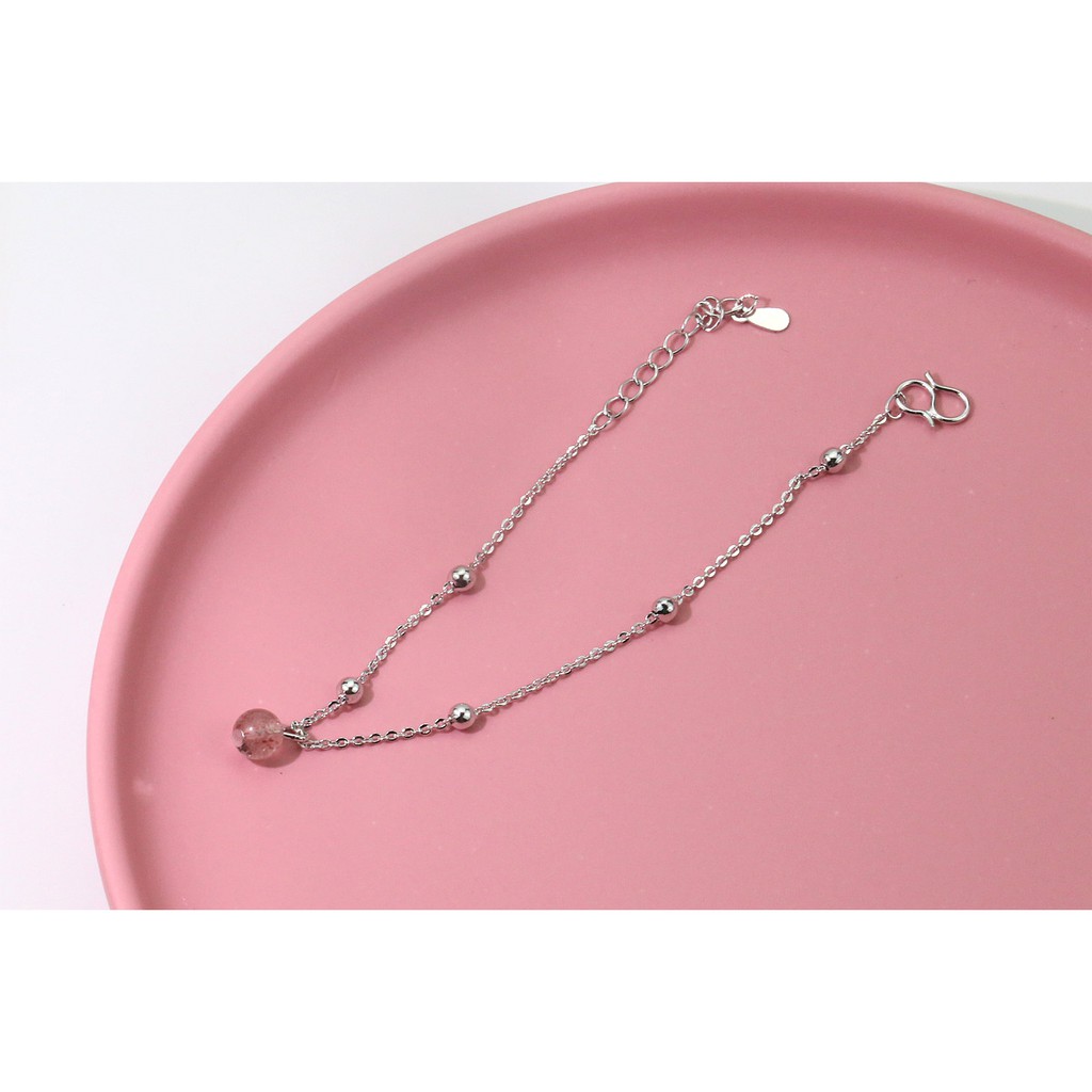 Lắc tay nữ treo hạt hồng dâu loại nhỏ thanh mảnh dễ thương trend hàn quốc Mẫu Mới - Shop Kỳ Lân