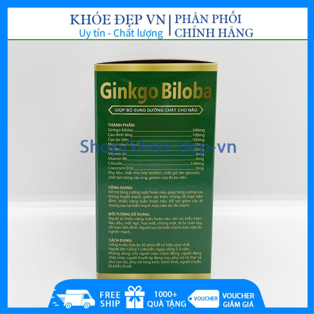 Hoạt huyết dưỡng não Ginkgo Biloba Extract 240mg - Hộp Xanh lá 100 viên