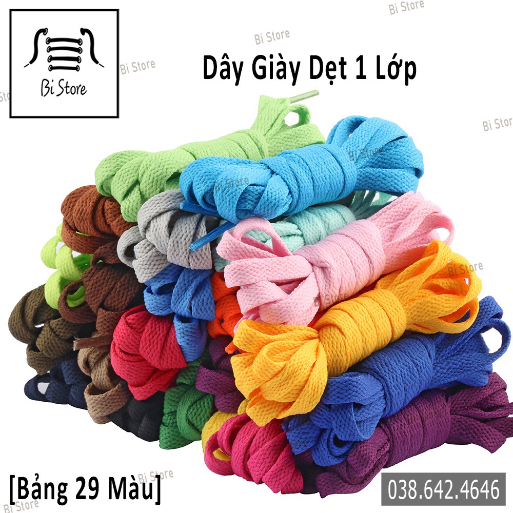 Dây giày dẹt dài 100cm  đủ màu dành cho các loại giày thể thao / sneaker cổ ngắn