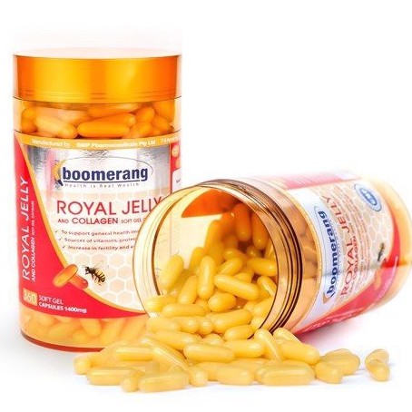 Viên Uống Sữa Ong Chúa Và Collagen 1400mg Boomerang Royal Jelly (Hộp 120 Viên) | Thế Giới Skin Care