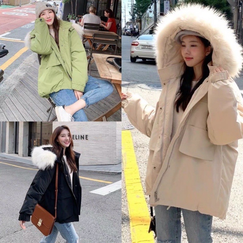 〰️ Áo phao dáng A 3 màu Be, Xanh, Đen siêu đẹp siêu ấm