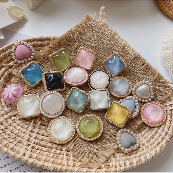 Set 5 Cúc Áo Tròn 25mm Bằng Kim Loại