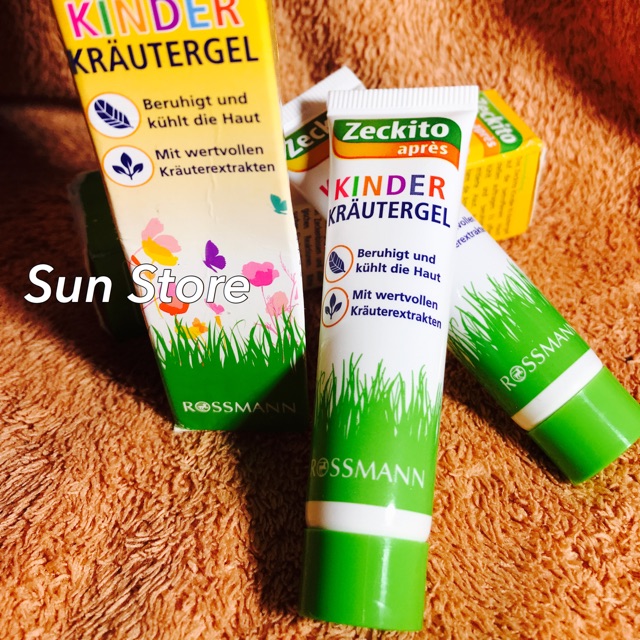 Kem trị muỗi đốt – Zeckito après Kinder Kräutergel.