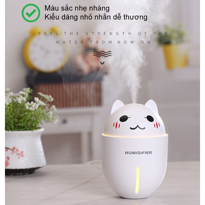 Máy phun sương HUMIDIFIER. Máy xông tinh dầu Kiz Mart. Tặng kèm đèn led usb và quạt mini usb.Công suất lớn