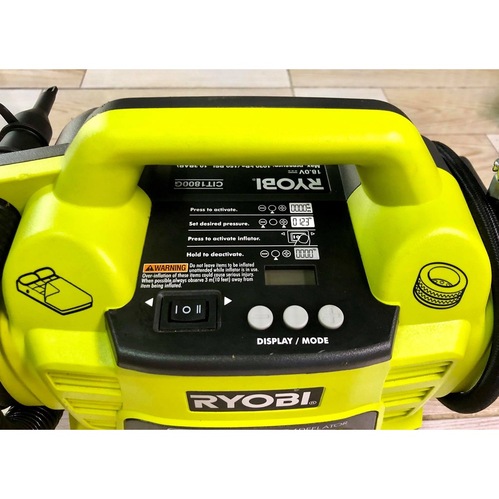 Máy bơm xe ôtô xạc pin Ryobi CIT1800G 18v 2ah full pin + sạc mới 95% giá rẻ hàng bãi Úc zin 100%