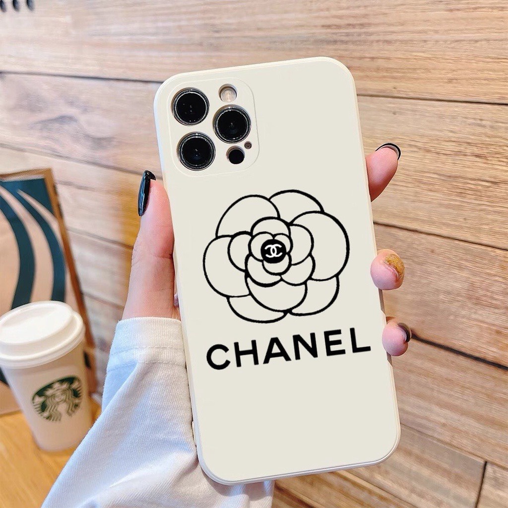 Ốp lưng iphone hình hoa cha.nell chống sốc cạnh vuông bảo vệ camera 7plus/8plus/x/xs/xsmax/11/12/13/pro/promax