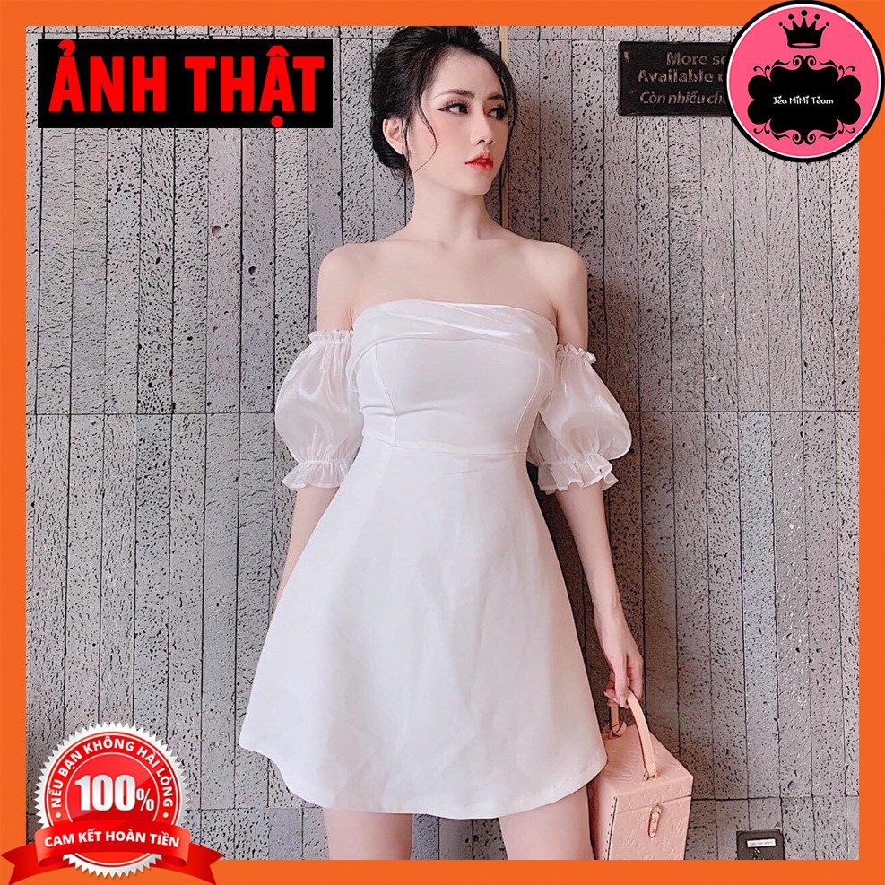ĐẦM THUN NỮ SUÔNG - VÁY TRỄ VAI FREESIZE CÓ MÚT NGỰC VẢI TUYẾT MƯA PHỐI TƠ | BigBuy360 - bigbuy360.vn
