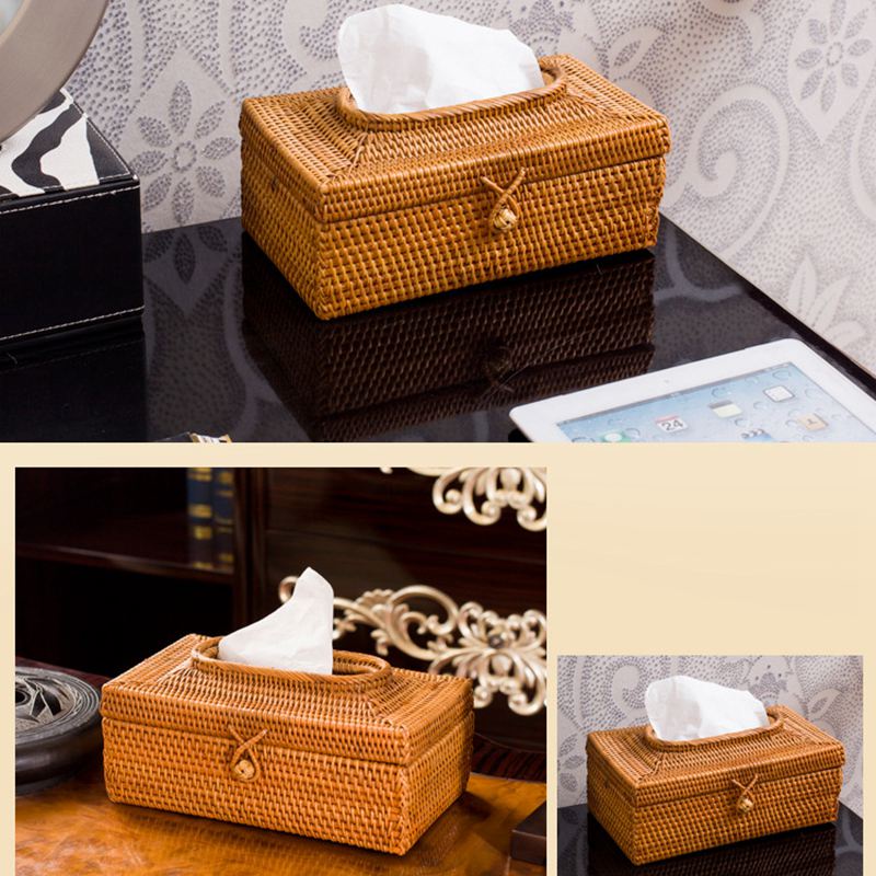 Paper Rack Rattan Tissue Box Elegant Home Decoration Handmade Case