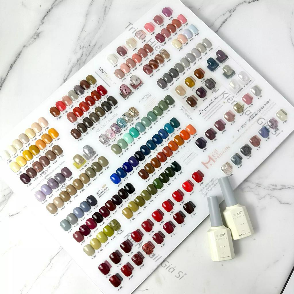 Set sơn 200 màu đủ màu gel thạch nhũ tone Hàn Quốc tặng kèm 2 bảng màu to kèm khung gỗ trưng bày