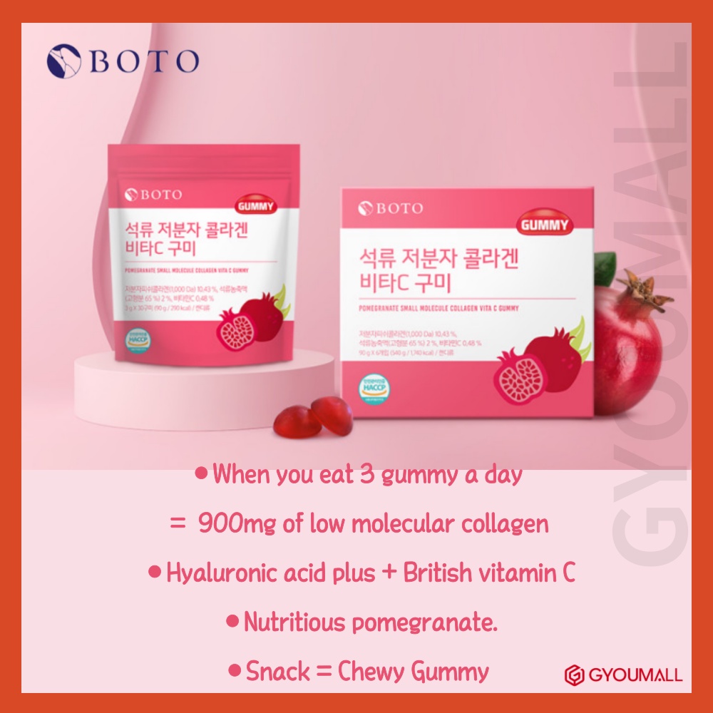 Kẹo Dẻo Gummy Boto Collagen Vị Lựu Hàn Quốc 90g/ Collagen/ kẹo dẻo/ Jelly