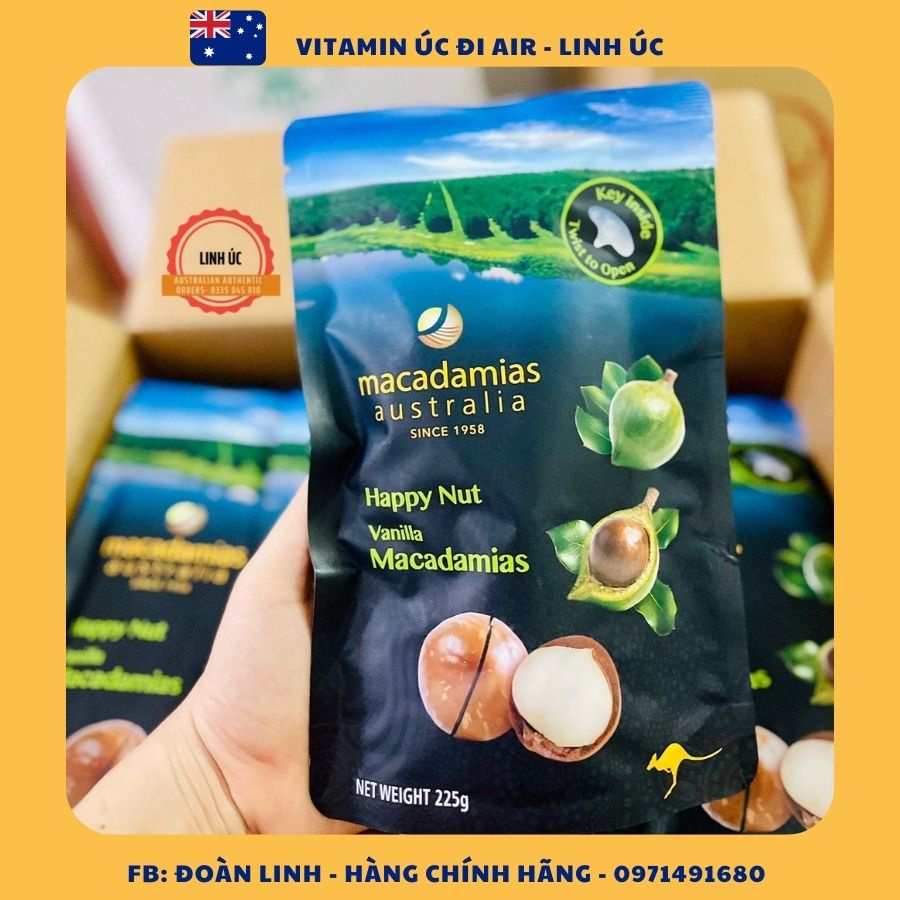 Hạt MACCA Nội địa Úc 225gr, Hàng Chuẩn Úc,Hạt Macca Úc nứt vỏ tự nhiêngg