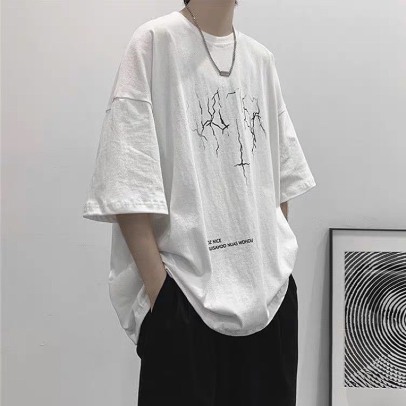 Áo thun Unisex form rộng tay lỡ, Áo phông nam nữ cotton thấm hút, dày dặn mềm mịn họa tiết THUNDER