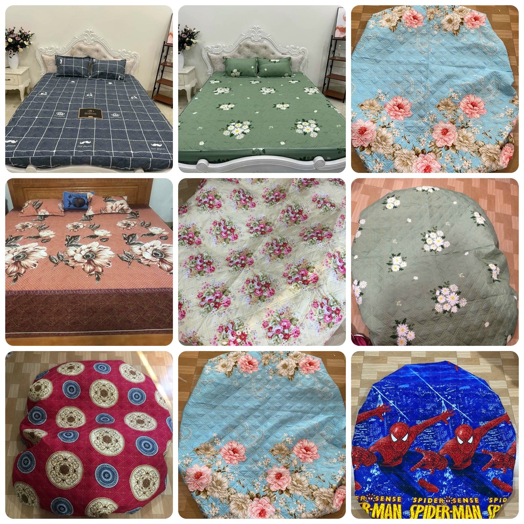 Ga trải giường trần bông bo chun 3 lớp  , ga giường dày dặn polly cotton  nhiều màu kích thước 1m2 , 1m6 , 1m8 , 2m