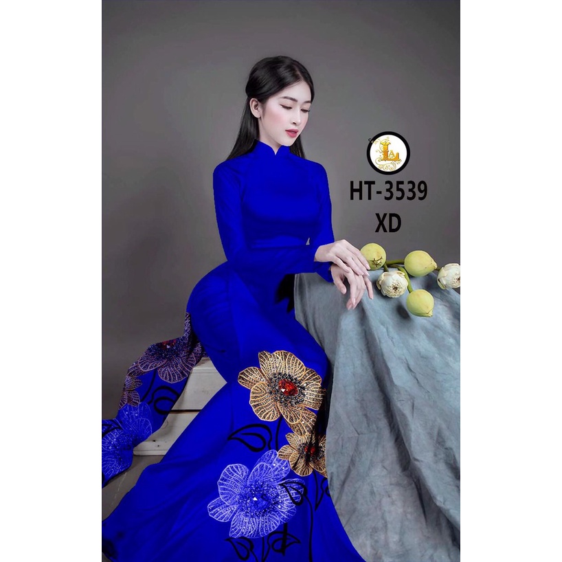 VẢI MAY ÁO DÀI HOA TÀ IN3D HOA CỰC ĐẸP LỤA VÂN GỖ SANG TRỌNG