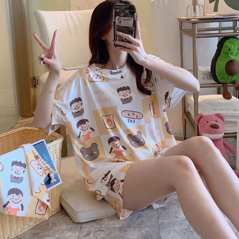 Bộ Ngủ Nữ Cộc Tay Icon Set Quần Áo Ngắn Hình Cute X013 | BigBuy360 - bigbuy360.vn