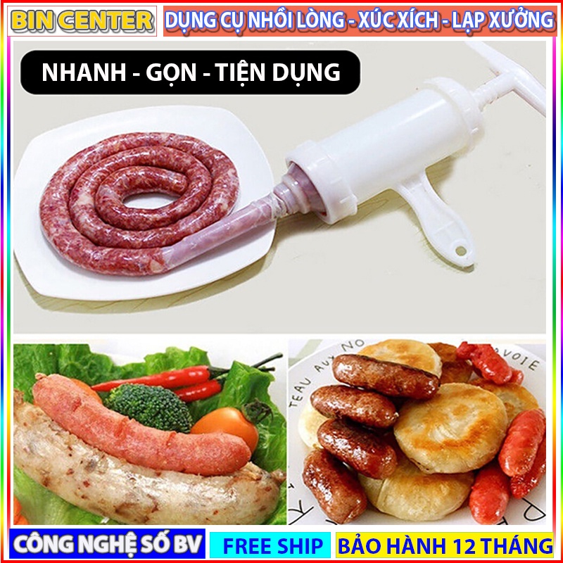 Dụng cụ nhồi xúc xích bằng tay, Ống nhồi lòng lợn, lạp xưởng, làm xúc xích tại nhà có 2 đầu phễu tiện lợi giá rẻ
