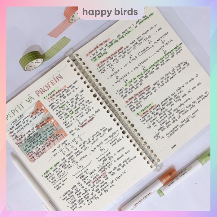 Ruột sổ còng giấy refill KLONG A4 A5 B5 loại dày 120gsm caro kẻ ngang trơn chấm dot - The Happy Birds
