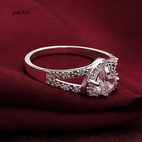 Nhẫn Mạ Bạc Hình Trái Tim Đính Đá Thời Trang Dành Cho Nữ Size US 8