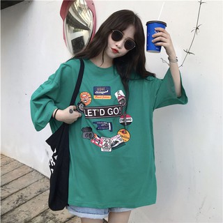 Áo thun nữ tay lỡ form rộng thời trang Tiktok_ in Logo dễ thương