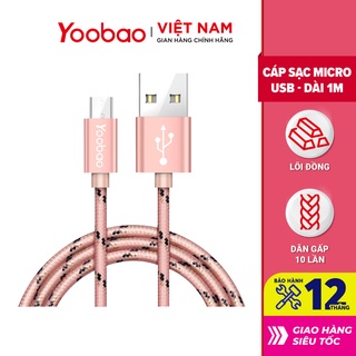 Dây cáp sạc micro usb yoobao yb-423 vỏ bện nylon dài 1.5m - hàng chính hãng bảo hành 12 tháng