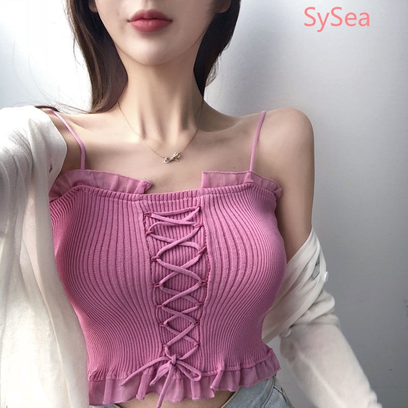 Áo Crop Top Dệt Kim Phong Cách Retro Quyến Rũ Cho Nữ