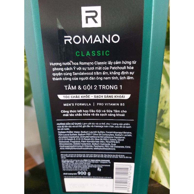 Tắm & gội Romano 2 in 1 Classic 900g