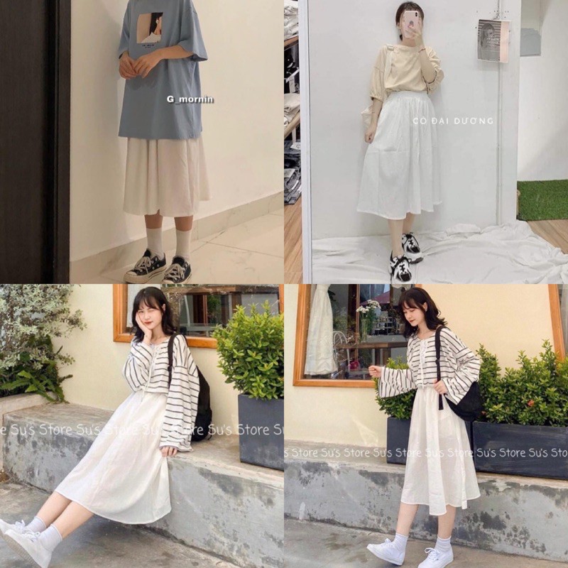 Chân Váy Trơn Via Skirt - chất vải siêu mát lưng chun co giãn đủ 3 màu | BigBuy360 - bigbuy360.vn