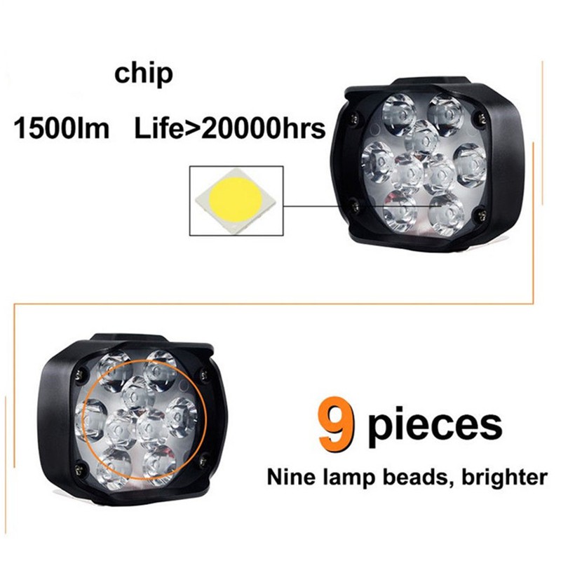 1 Đèn Pha Led 9 Bóng 27w Cho Xe Máy