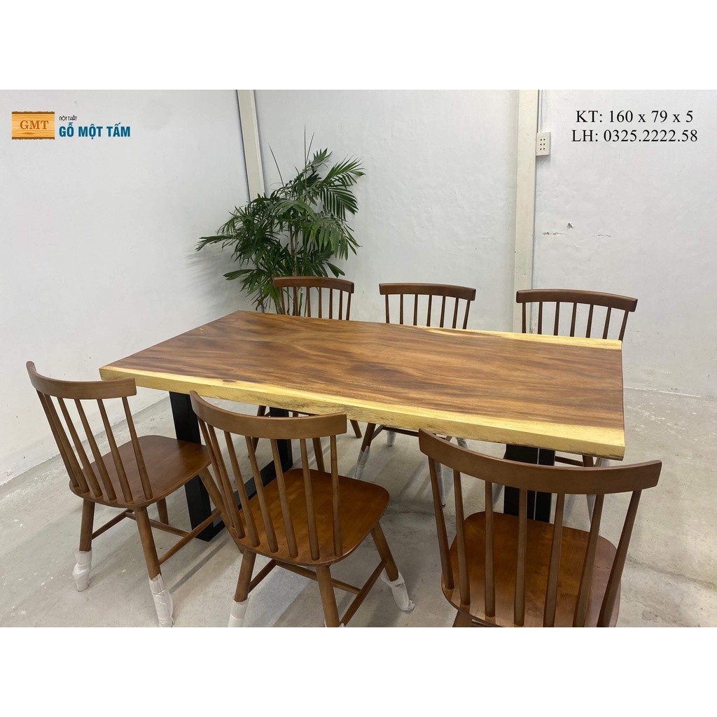 Bàn ăn 6 ghế, bàn ăn thông minh, bàn ăn gỗ me tây, bàn ghế ăn hiện đại, bàn ăn gỗ tự nhiên 160 x 79 x 5