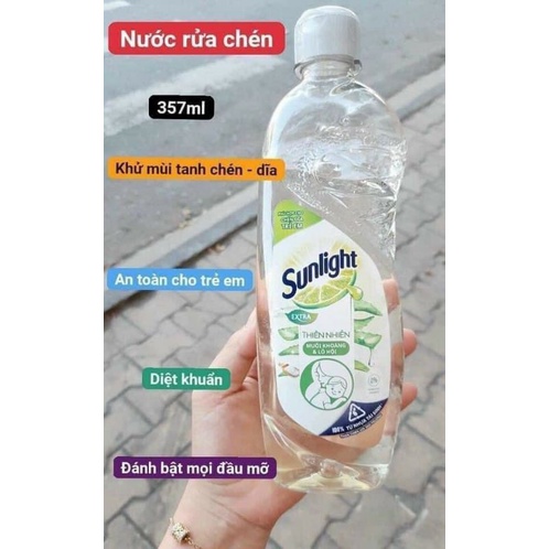 Nước rửa chén Sunlight 550g /1 gói , 357g/1 chai thiên nhiên muối khoáng và lô hội sạch bong dầu mỡ không hại da tay