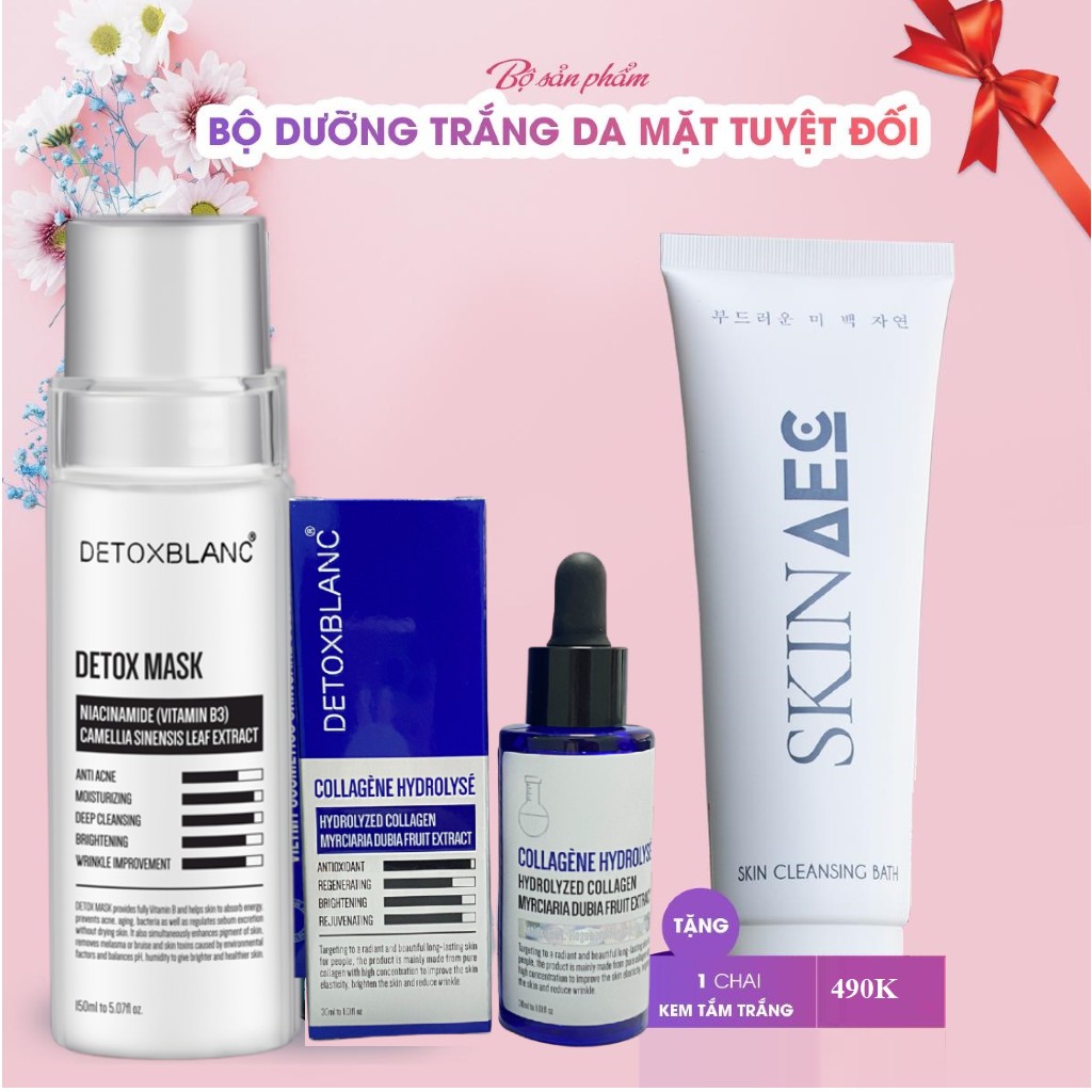 💝💝💝combo serum collagen dưỡng trắng da+detox mask detox blanc💝💝💝TẶNG SỮA TẮM TRẮNG HÀNG NGÀY SKIN AEC