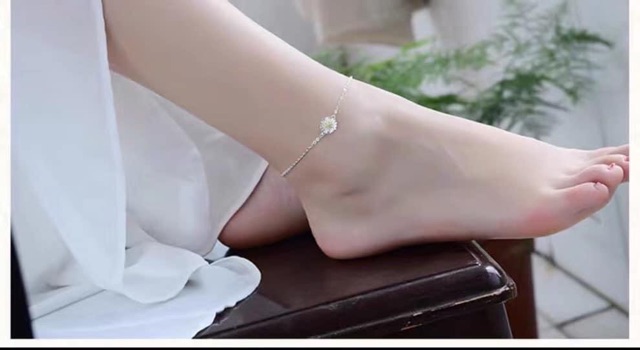 LẮC CHÂN CÚC HOẠ MI BẠC Ý S925 NHẬP KHẨU