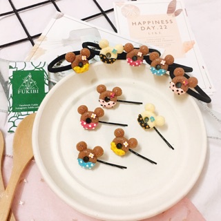 Cột tóc, kẹp tăm donut mickey ảnh thật