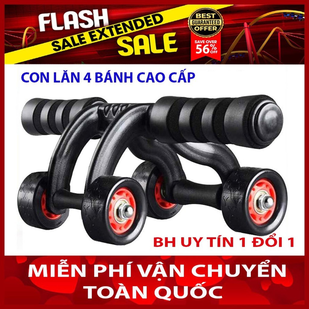 Con Lăn Tập Bụng 4 bánh ⚡ Tặng Kèm Thảm ⚡ Dụng cụ tập thể dục tại nhà giúp tăng cơ làm săn chắc cơ thể cho nam nữ