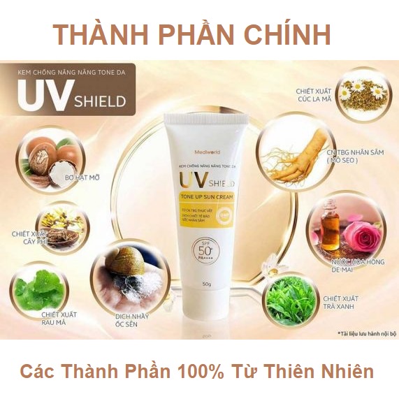 Uv Shield Tone Up Sun Cream kem chống nắng 3in1 mẫu mới Mediworld