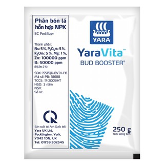 Phân bón lá nhập khẩu Yara Anh Quốc Bud Booster 250g bật tược đâm chồi tăng đậu trái chống rụng trái non