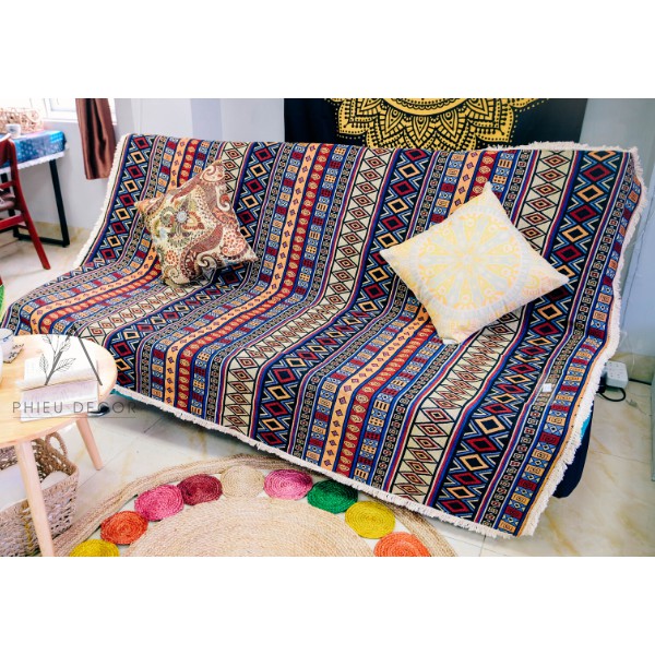 Thảm Thổ Cẩm Phong Cách Bohemian Trang Trí Phòng Siêu Xinh