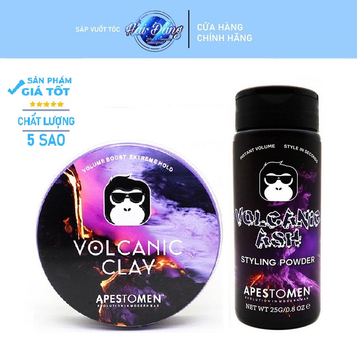 [COMBO] [CHÍNH HÃNG] Sáp Vuốt Tóc Volcanic Clay V4 ( Có Tem SMS ) + Bột tạo phồng Volcanic Ash Styling Powder 25g