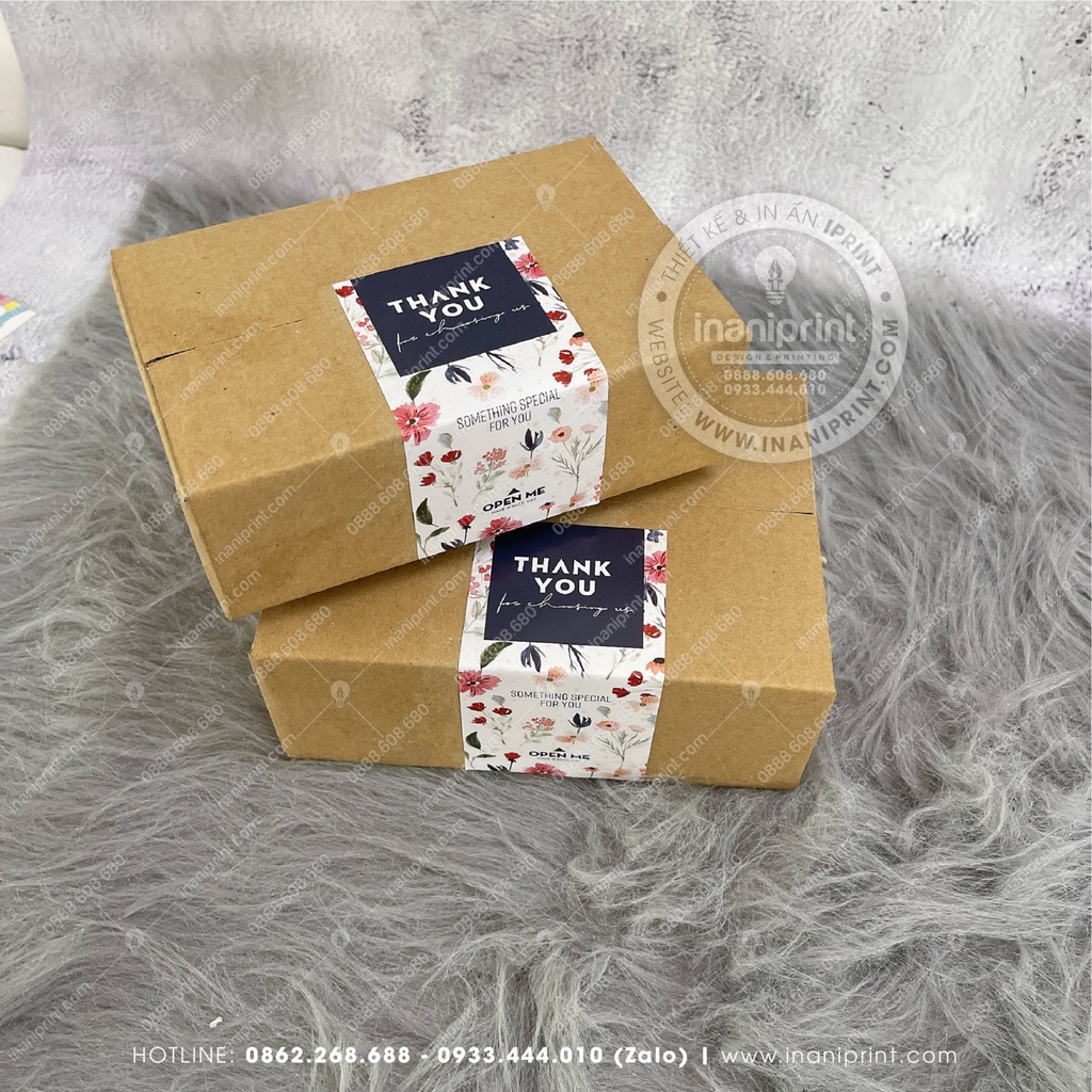 Tem Nhãn Dán Hộp Carton, Tem Cám Ơn Thank You Dán Niêm Phong Hộp Carton Giá Rẻ - Size 11x5.5cm - Có Keo Mặt Sau Dán