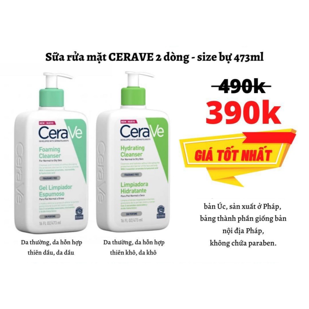 SRM Cerave size lớn 473ml (trả hàng cho khách đã order)