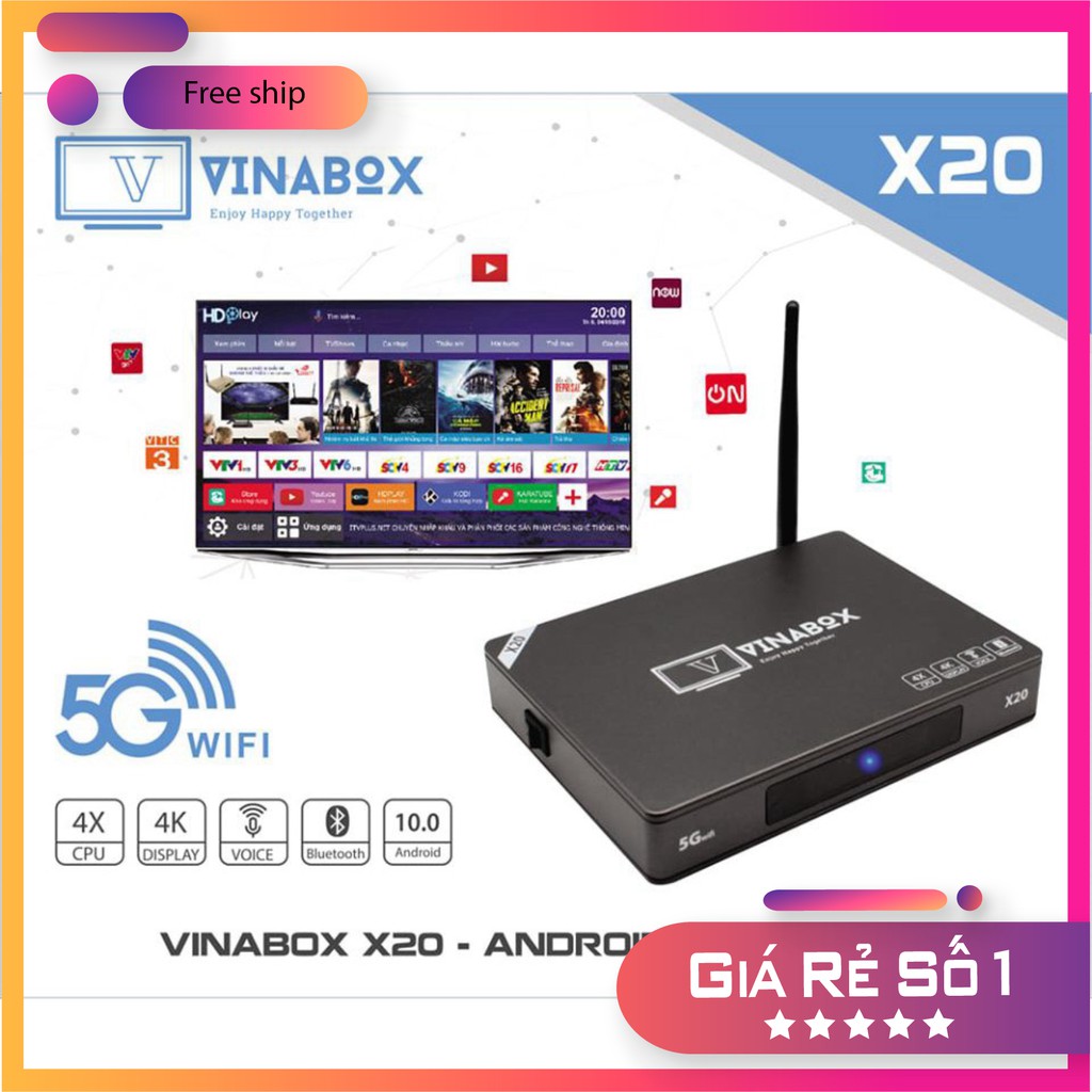 BOX SMART TIVI VINABOX ( MẪU MỚI 2020 ) X20 - 2G/16G - CHÍNH HÃNG