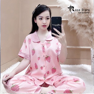 Pijama tay cộc dâu hồng