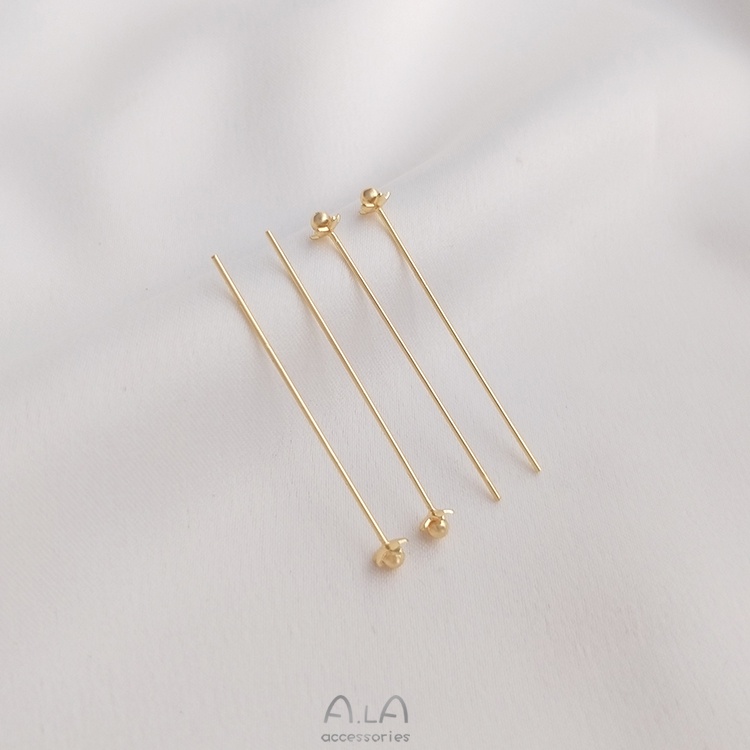 Kim xỏ hạt hình bông hoa nhỏ đầu tròn bằng đồng 14K 0.6x30mmT nhiều màu sắc