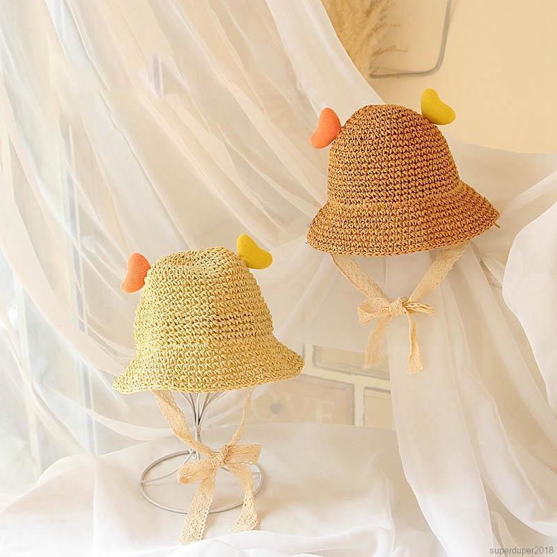 Mũ dệt sợi rơm chống nắng đi biển mùa hè dành cho trẻ
