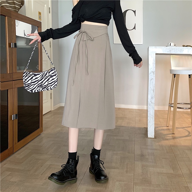 SUXI Chân Váy Midi Lưng Cao Kiểu Vintage Đơn Giản Thời Trang Xuân Hè Cho Nữ